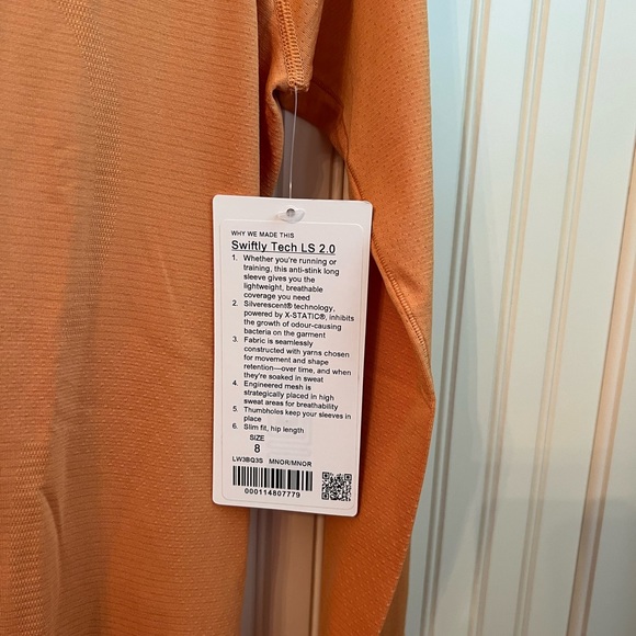 NWT - Lululemon - Women's Swiftly Tech LS 2.0 - Monarch Orange - Sizes: 8 & 10 - Picture 9 of 14